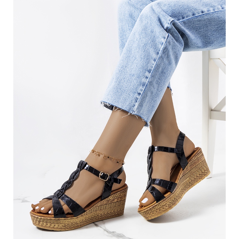 Black wedge sandals from Dalziel 1
