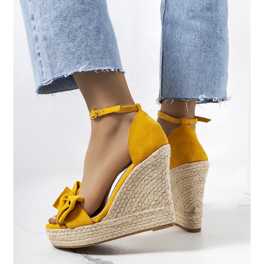 Yellow 2025 espadrilles wedges
