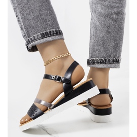 Cubbine women's black sandals silver 1