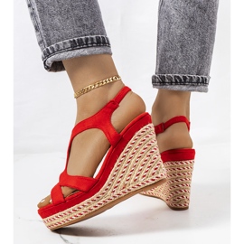 Red espadrilles on a Cedar wedge 1
