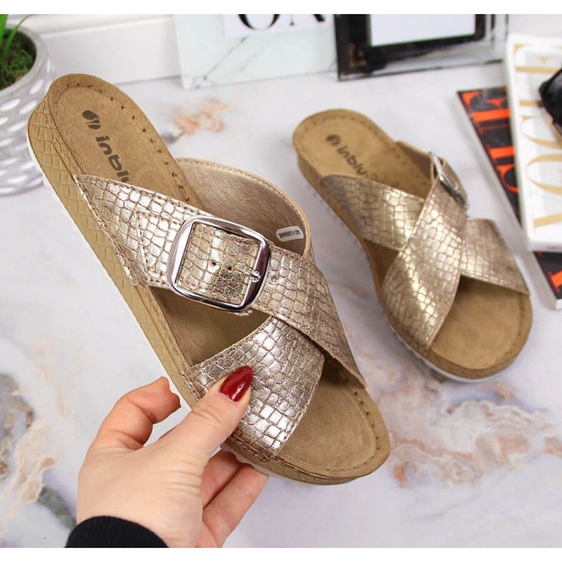 Inblu W ARC17 gold snake slippers golden 1