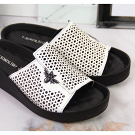 Leather openwork T.Sokolski W SCA163 white slippers 2