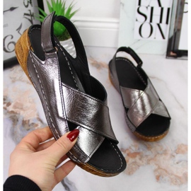 Leather wedge sandals T.Sokolski W SCA164A silver 1 Leather wedge sandals T.Sokolski W SCA164A silver 1