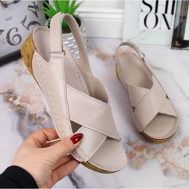 Leather wedge sandals T.Sokolski W SCA164B beige 1