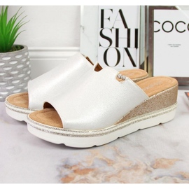 Slippers on the wedge T.Sokolski W SCA167B silver white 2