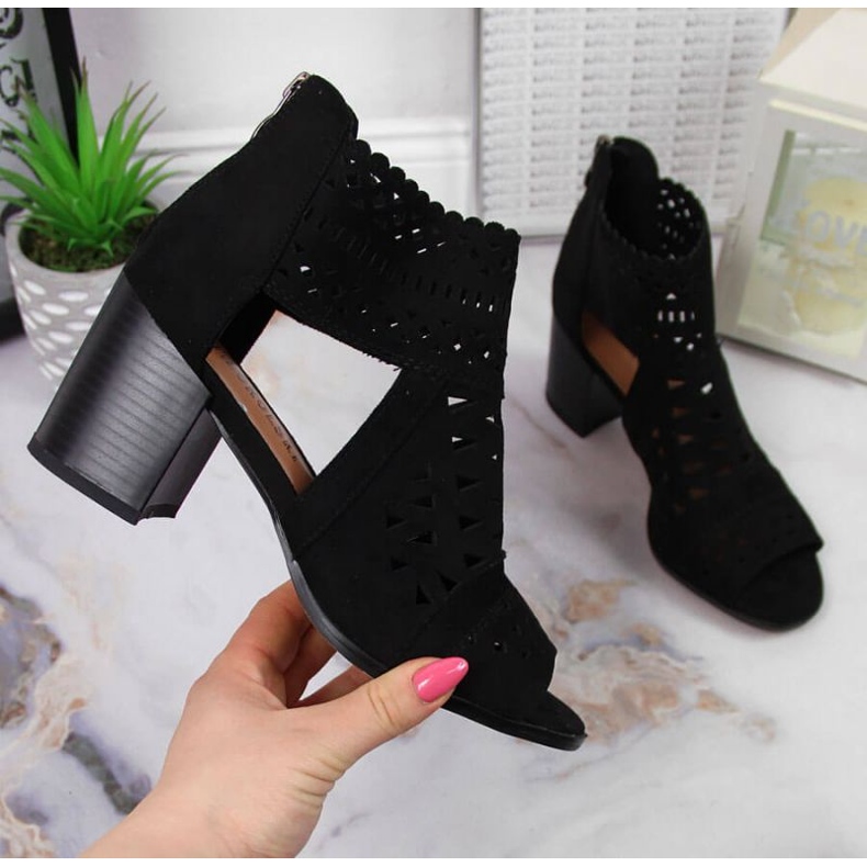 T.Sokolski W SCA158 open-work sandals black 1