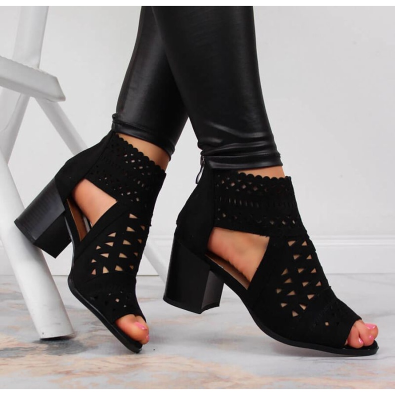 T.Sokolski W SCA158 open-work sandals black 2