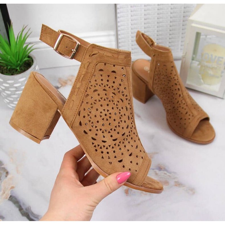 Openwork sandals T.Sokolski W SCA160 camel brown 1