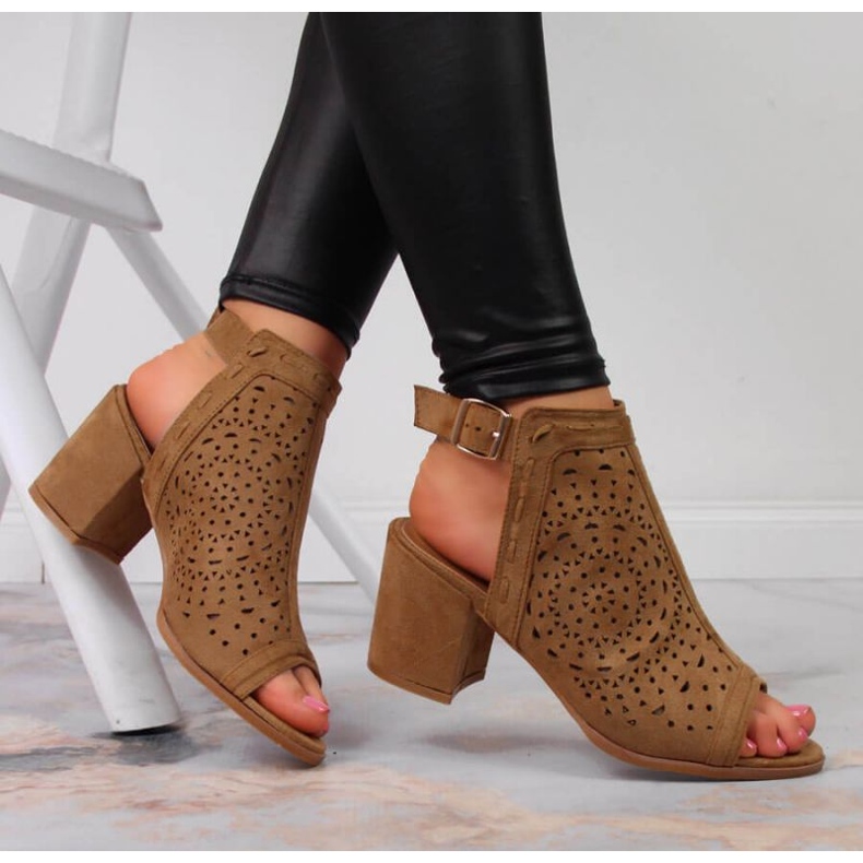 Openwork sandals T.Sokolski W SCA160 camel brown 2