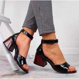 Leather sandals on the post, varnished Filippo W PAW351 black 2