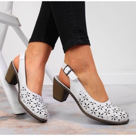 Leather openwork sandals Rieker W RKR531A white 2