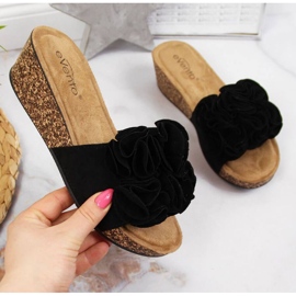 Wedge slippers with flowers eVento W EVE357A black 1