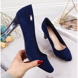 Pumps on the post suede Sergio Leone W SK39Y navy blue 1