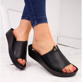 Leather platform slippers Filippo W PAW199A black 2