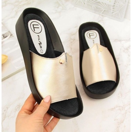 Leather platform slippers Filippo W PAW199B golden 1