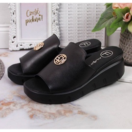 Leather slippers on the wedge Filippo W PAW362A black 2