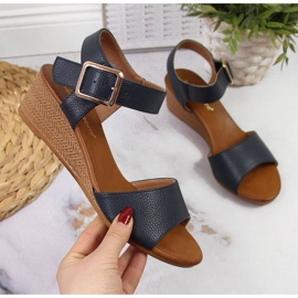 Wedge sandals Sergio Leone W SK376C navy blue 1