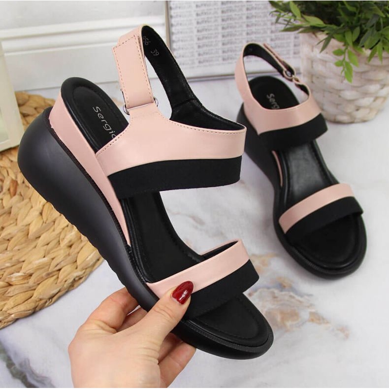 Sandals on wedge Sergio Leone W SK377A pink 1