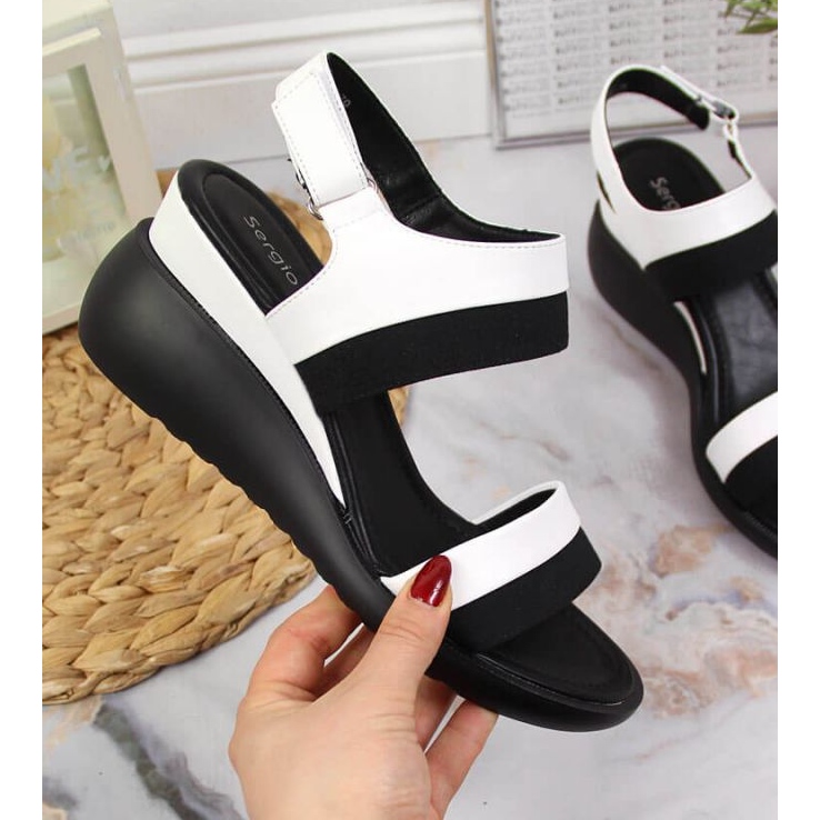 Sandals on the wedge Sergio Leone W SK377B white 1