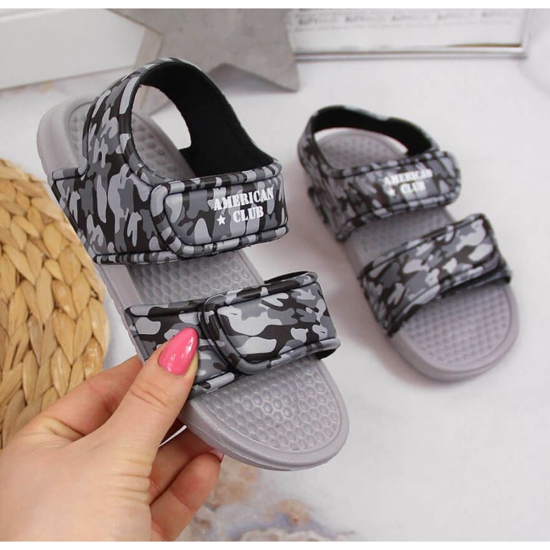 Velcro foam sandals American Club Jr AM881B gray 1