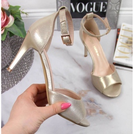 Sandals on a high heel Sergio Leone W SK374B gold golden 1