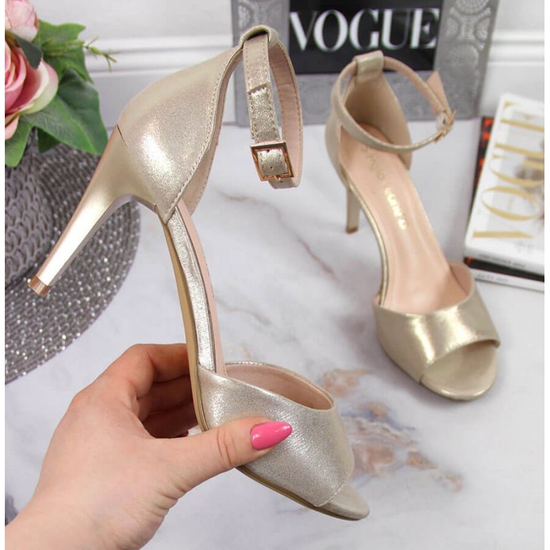 Sandals on a high heel Sergio Leone W SK374B gold golden 1