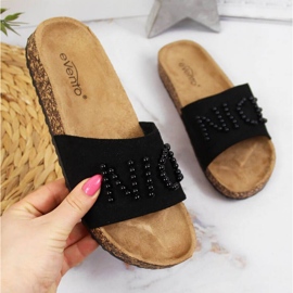 Slippers with pearls eVento W EVE356A black 1