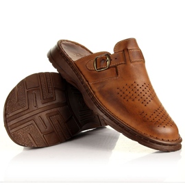 Łukbut Comfortable brown leather men's slippers Lukbut 2
