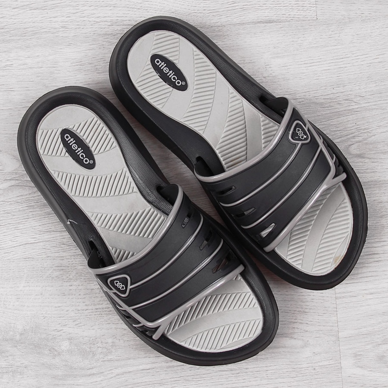 Black Atletico men's rubber slippers 1
