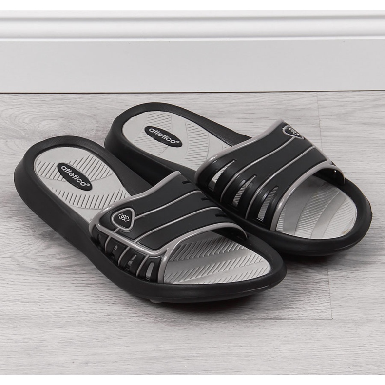 Black Atletico men's rubber slippers 2