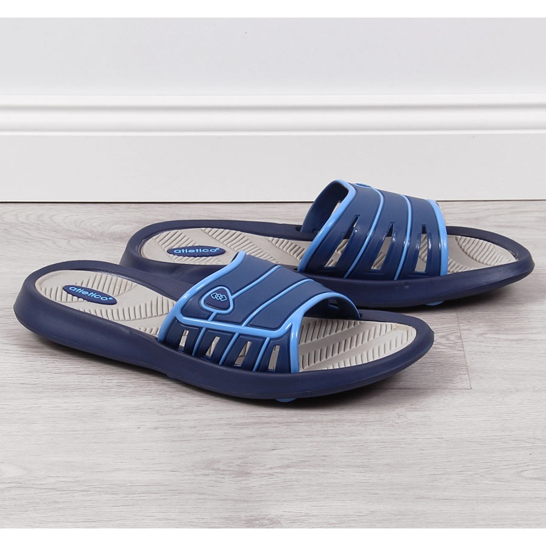 Atletico navy blue men's rubber slippers 1 Atletico navy blue men's rubber slippers 1