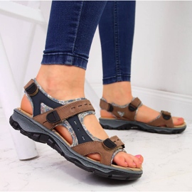 Comfortable leather women's sandals Rieker 68872-25 brown 2