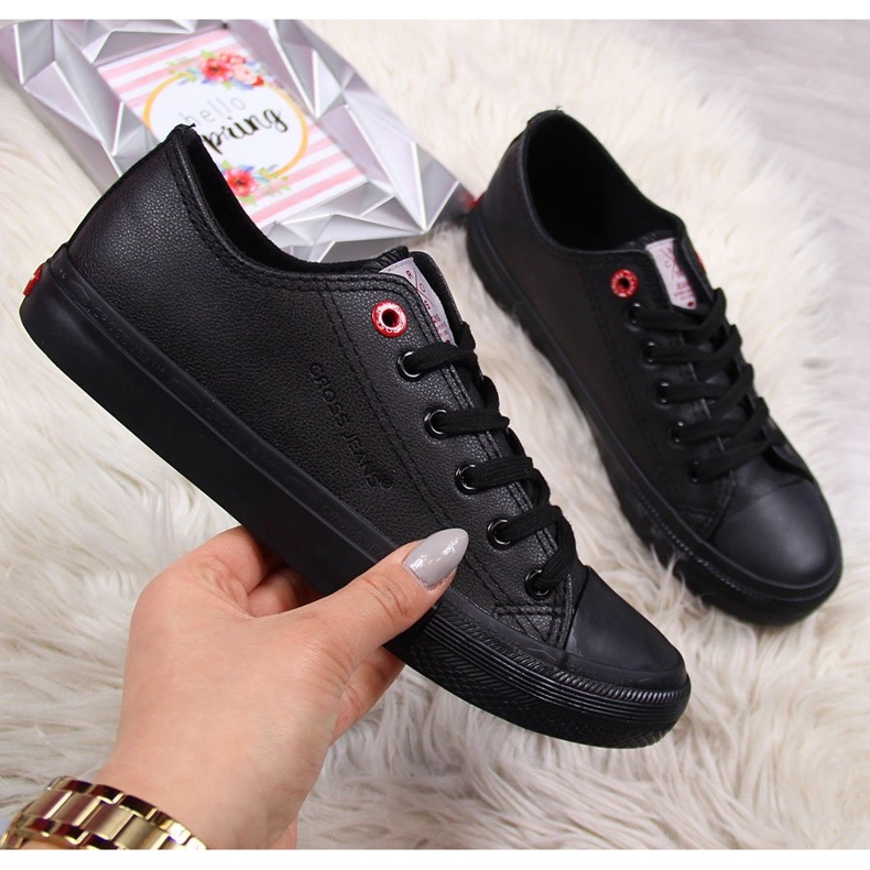 Low-top eco leather black Cross Jeans sneakers 1