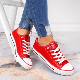 Red textile low sneakers NEWS 1