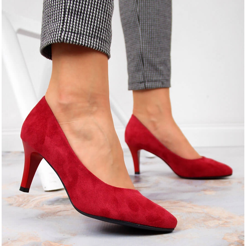 Red Sergio Leone suede pumps 2