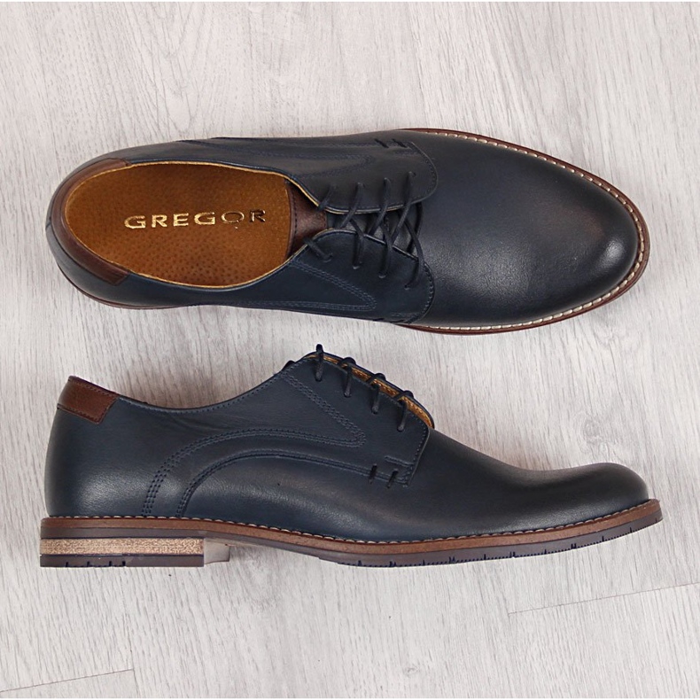 Men's leather shoes, navy blue Gregor 1836 1 Men's leather shoes, navy blue Gregor 1836 1