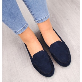 Women's suede navy blue loafers Sergio Leone 1