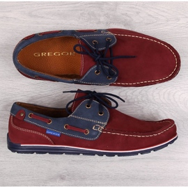 Men's casual leather loafers burgundy Gregor red 1