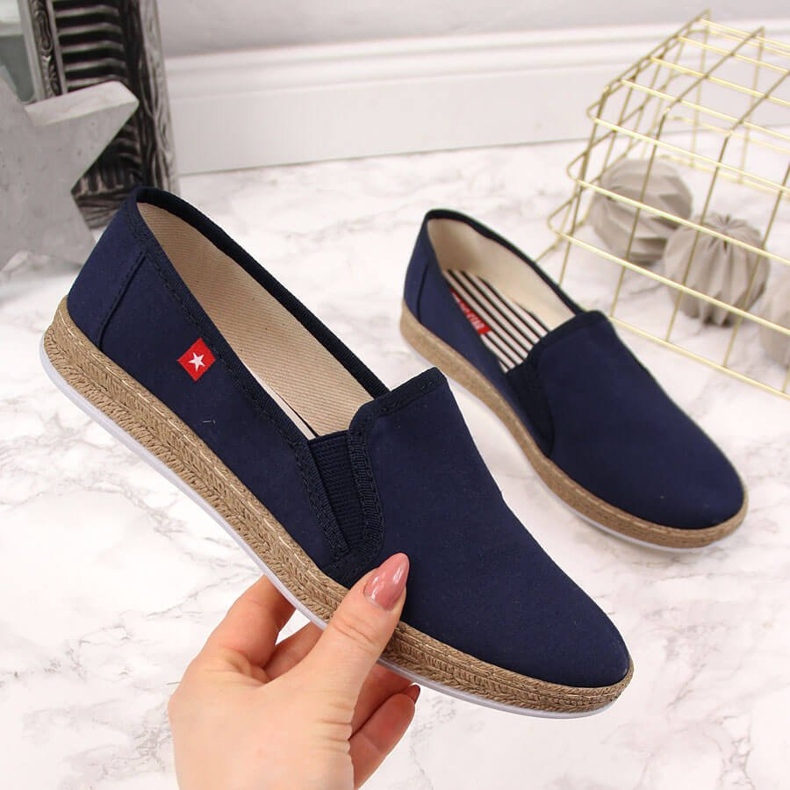 Women's espadrilles slip on navy blue Big Star FF276036 2