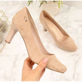 Pumps on the post beige Sergio Leone suede 2