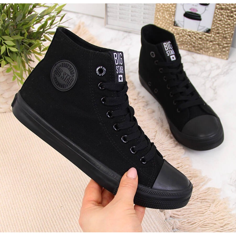 High-top black textile sneakers Big Star FF274A170 2