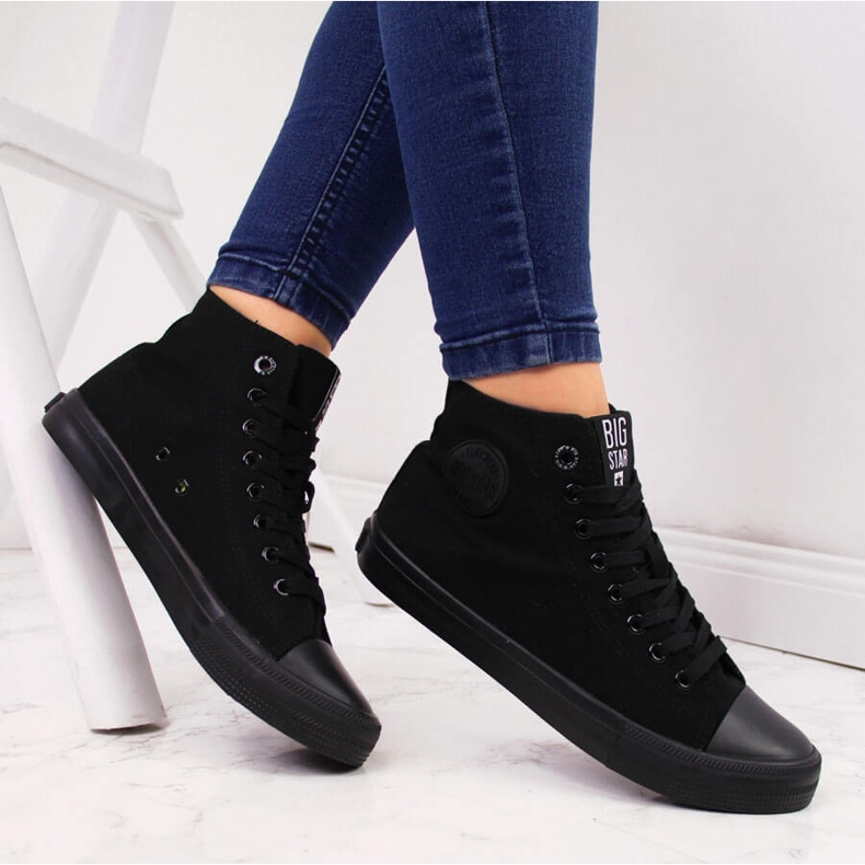 High-top black textile sneakers Big Star FF274A170 1