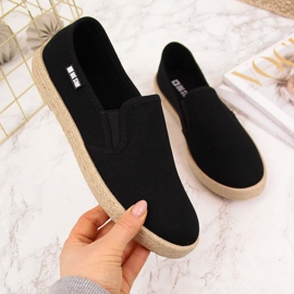 Women's slip on black espadrilles Big Star DD274017 2