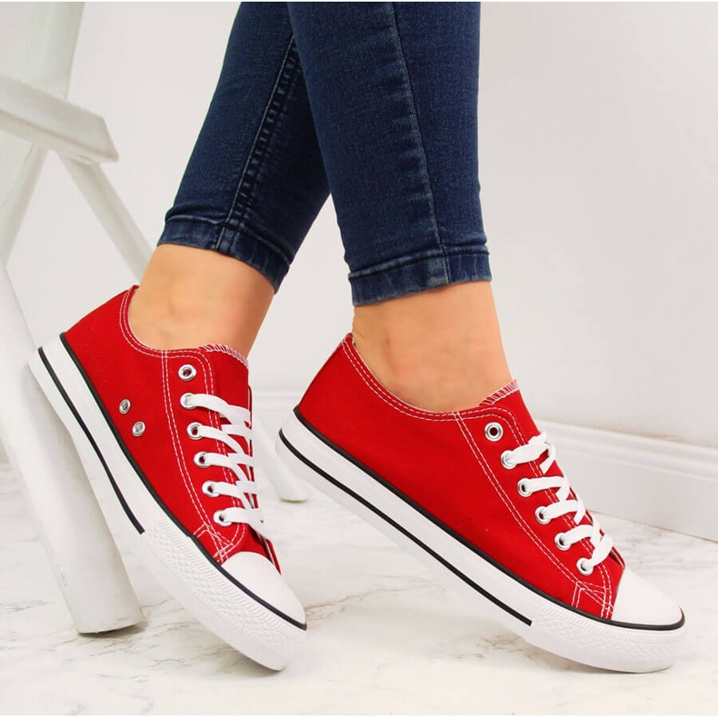 Red Atletico low-cut textile sneakers 1