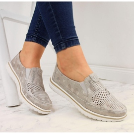 Women's gold openwork leather shoes Jezzi golden 1
