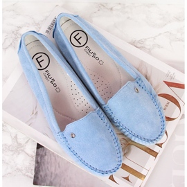 Women's blue leather loafers Filippo 1