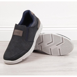 Men's openwork leather shoes, navy blue Rieker 16455 2