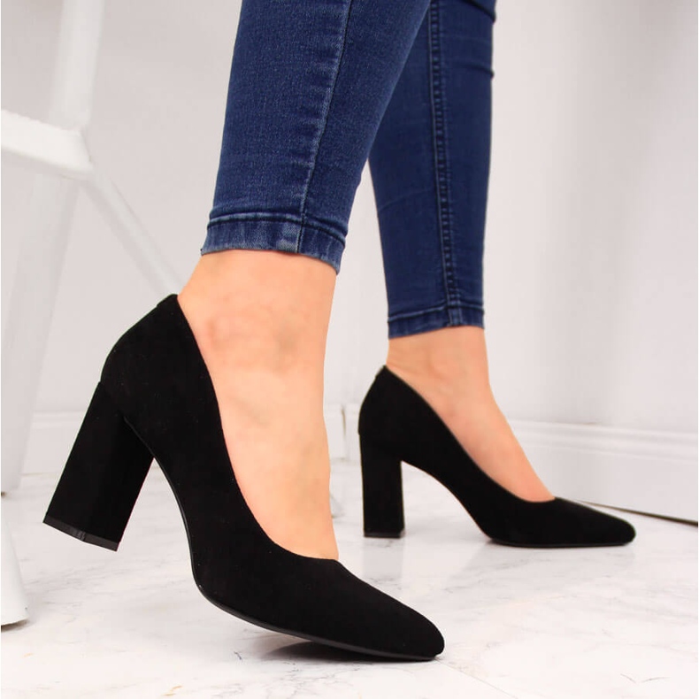 Pumps on the post black suede Sergio Leone 1