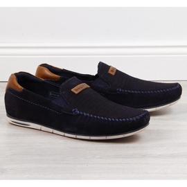 Men's leather loafers navy blue Bugatti HH153084 1