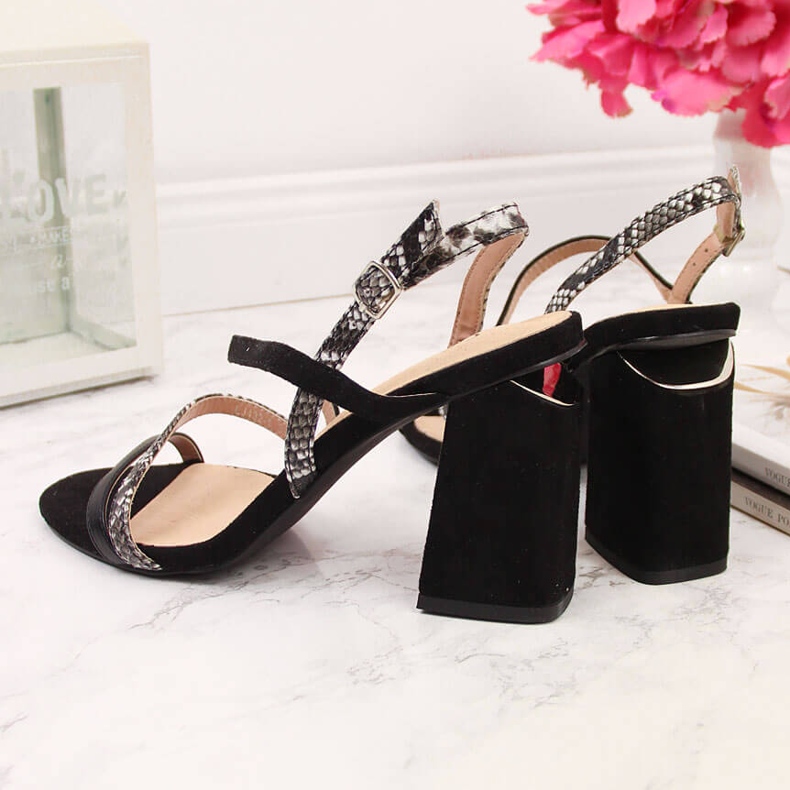 S.Barski Black women's sandals on a serpentine post by S. Barski 2